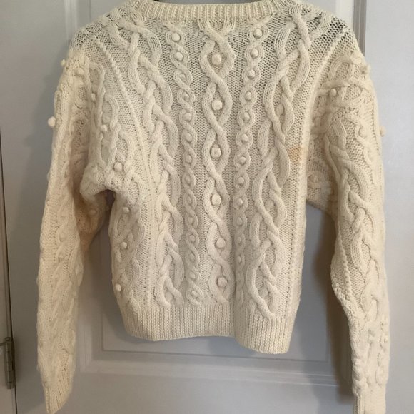 All Week Long Vintage Cardigan 100% wool Women's one size cable knit - Picture 3 of 7